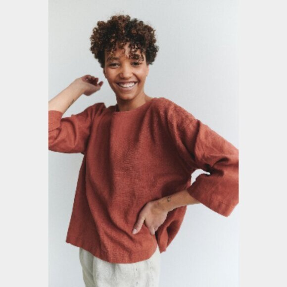 Linenfox Pine Green Harper Linen Tunic *Oversized* S - Picture 3 of 8